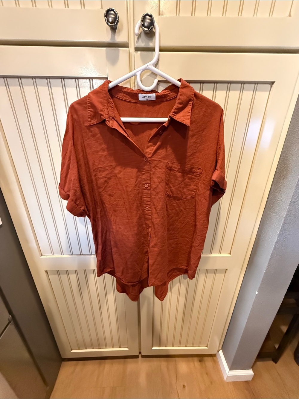 Apraw Rust-Brown Short Sleeve Button-Front Shirt